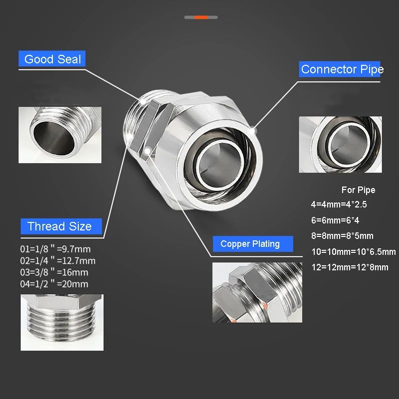 銅空気圧継手エア継手外径 4 6 8 10 12 ミリメート - Compression Fitting Brass のレビューと価格